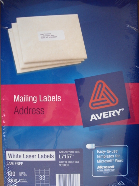 Avery 959060 label L7157-100 64 x 24.3mm Box 100